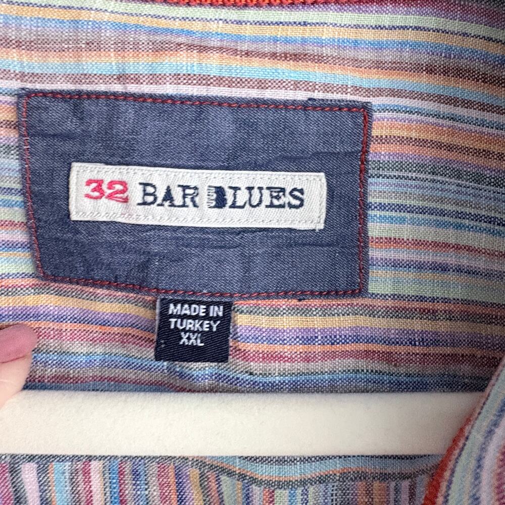 32 Bar Blues ZING ITALIAN LINEN SHIRT STYLE NUMBER: 633506 Resort Beachy Sz XXL - Picture 3 of 6